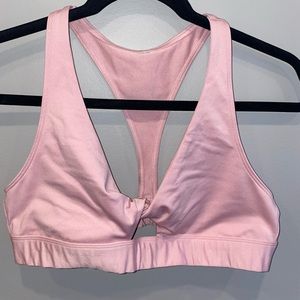Pink- Front Tie Sports Bra